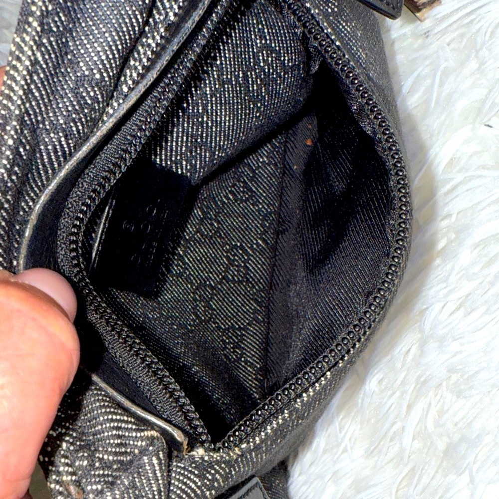 GUCCI Black and Charcoal Gray Monogram Belt Bag - Picture 6 of 12